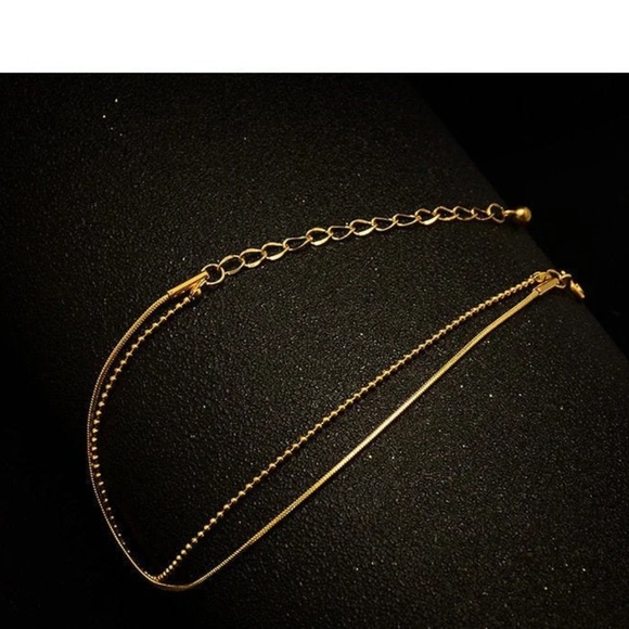 Dainty Gold Bead Layer Bracelet, Thin Herringbone Bracelet - Picture 7 of 7